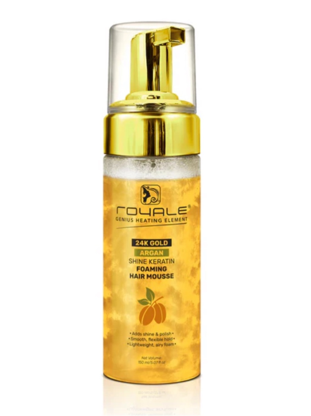 RoyaleUSA 24K Gold Argan Shine Keratin Foaming Hair Mousse